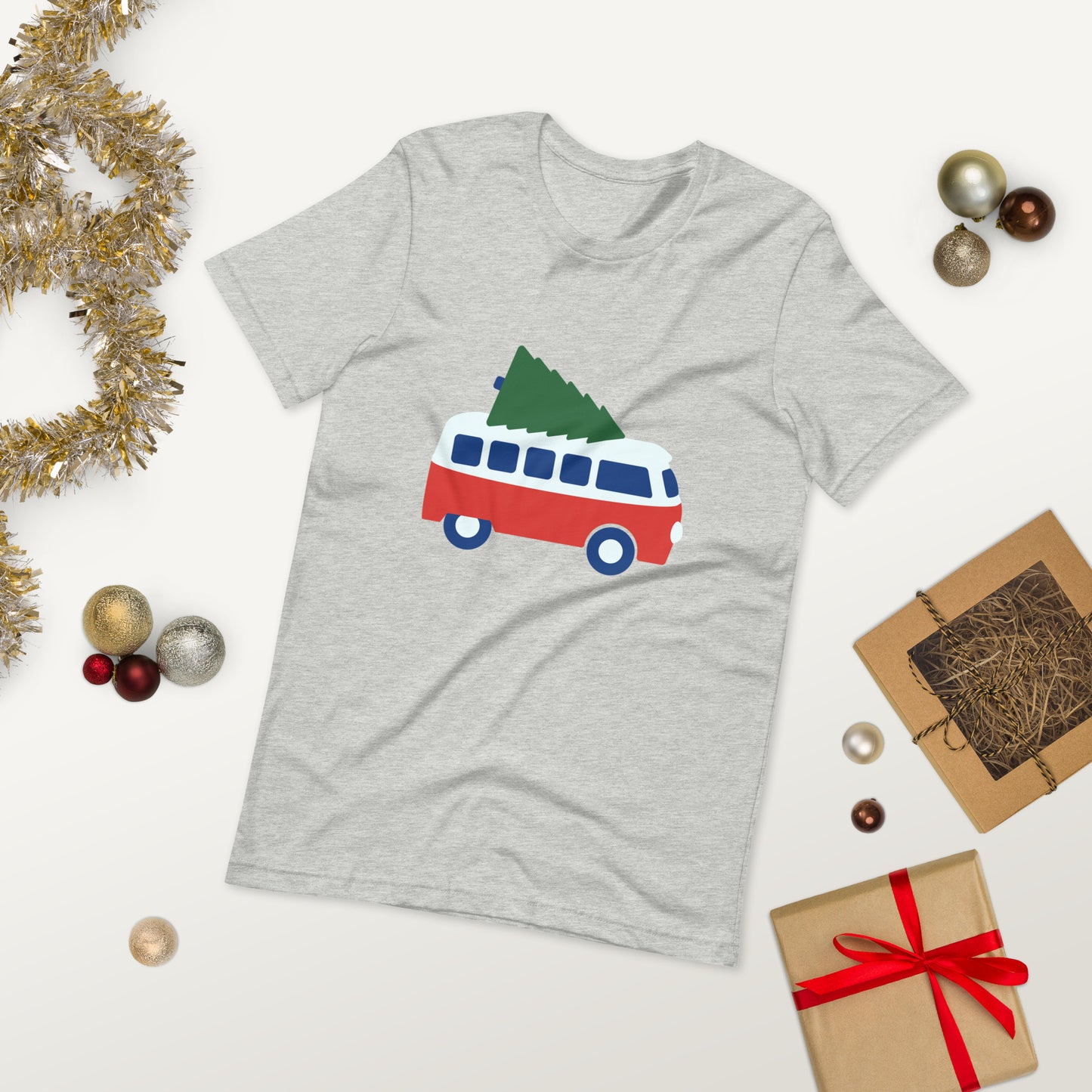 Camper Van and Christmas Tree Unisex t-shirt