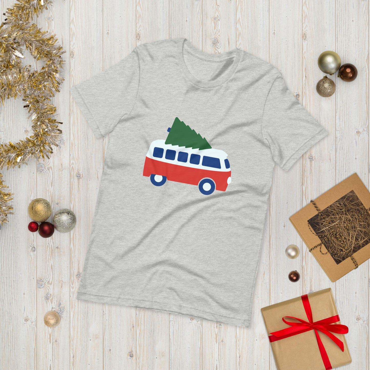 Camper Van and Christmas Tree Unisex t-shirt