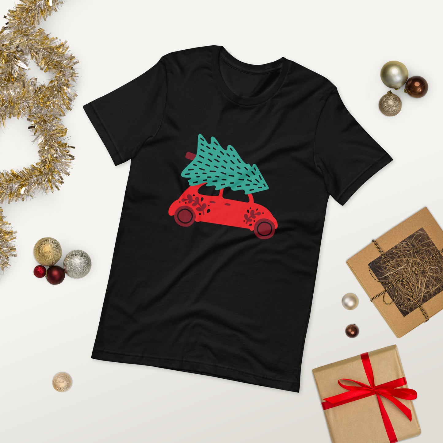 Car With A Christmas Tree Unisex t-shirt