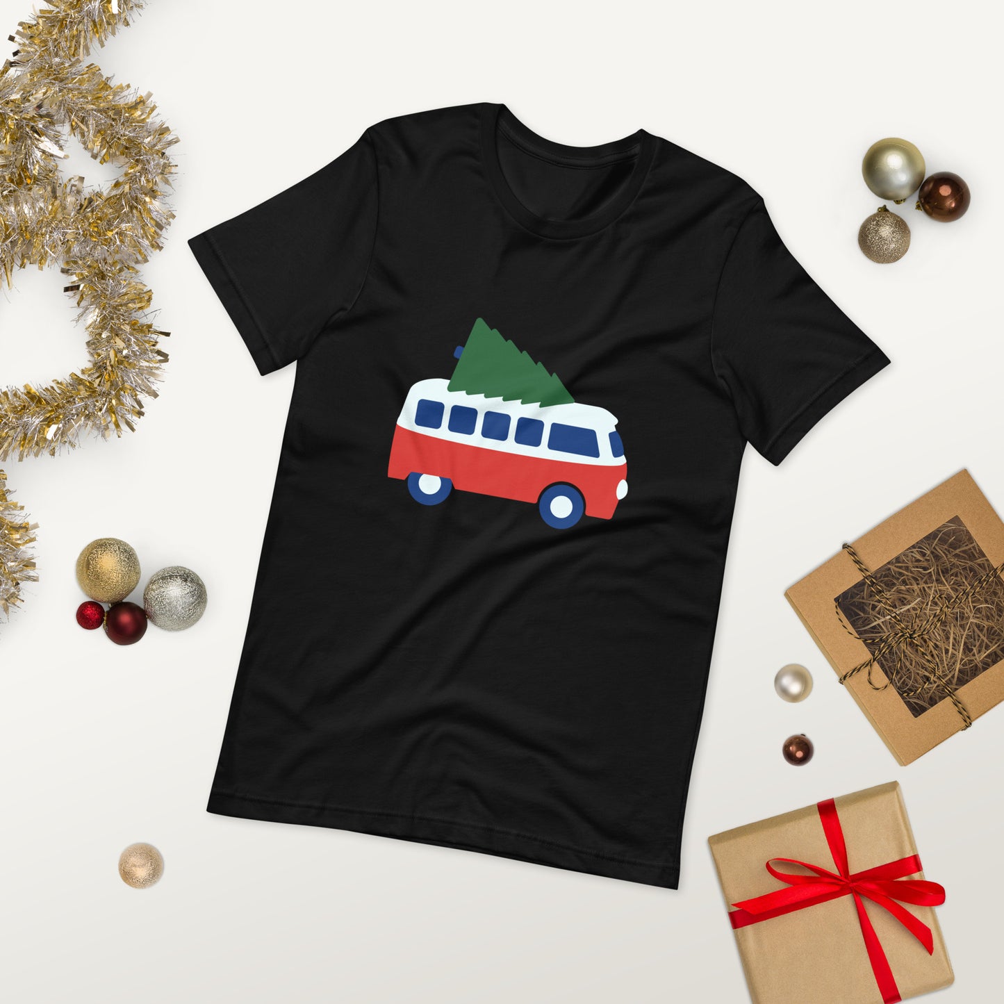 Camper Van and Christmas Tree Unisex t-shirt