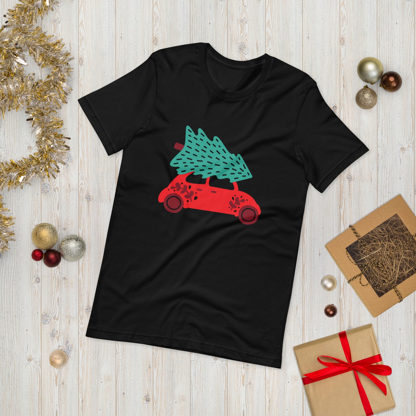 Car With A Christmas Tree Unisex t-shirt