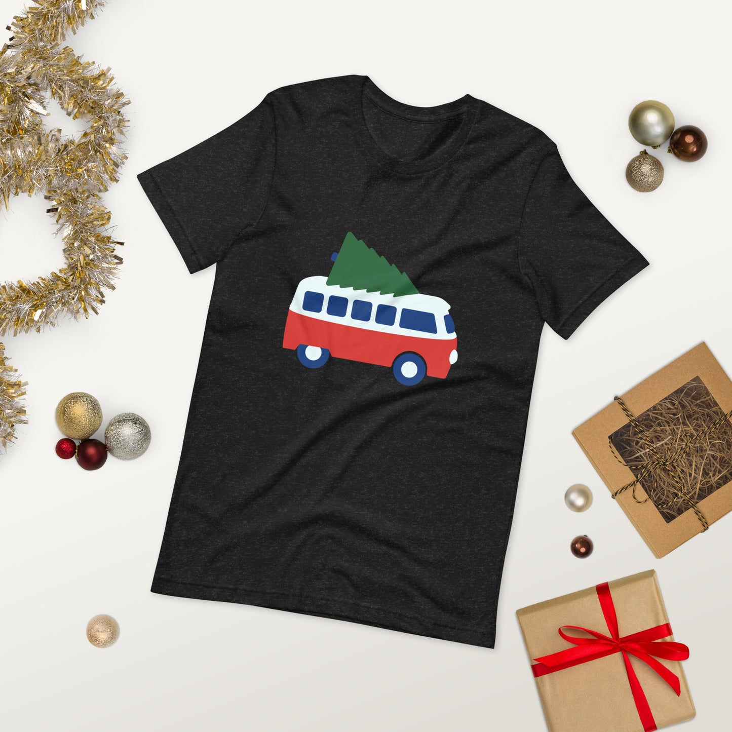 Camper Van and Christmas Tree Unisex t-shirt