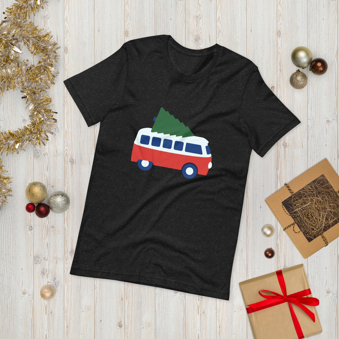 Camper Van and Christmas Tree Unisex t-shirt