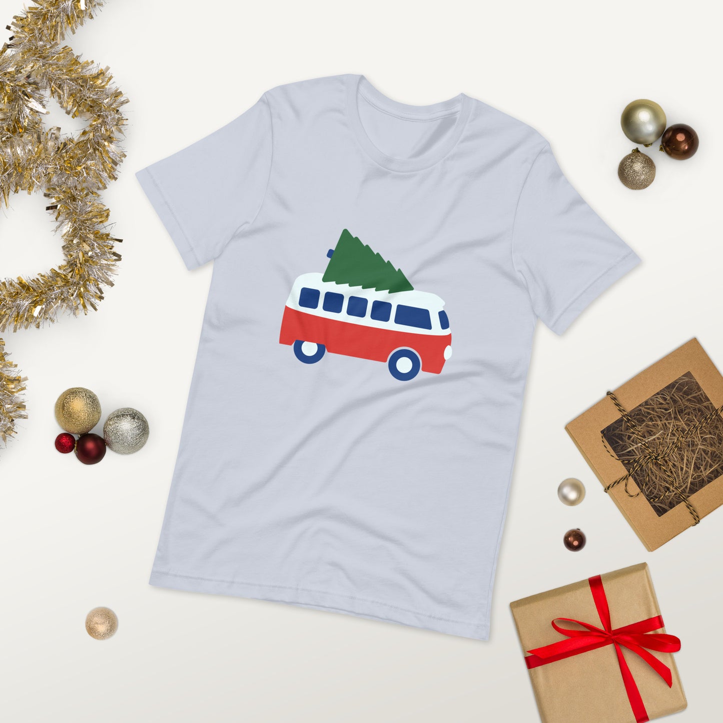 Camper Van and Christmas Tree Unisex t-shirt