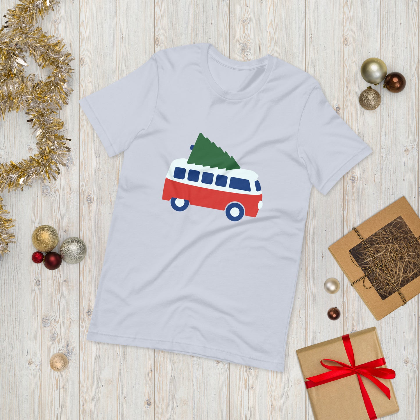 Camper Van and Christmas Tree Unisex t-shirt