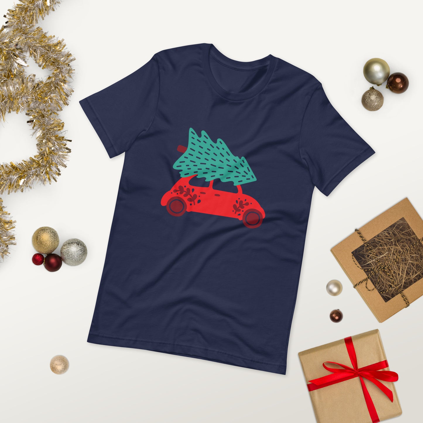 Car With A Christmas Tree Unisex t-shirt