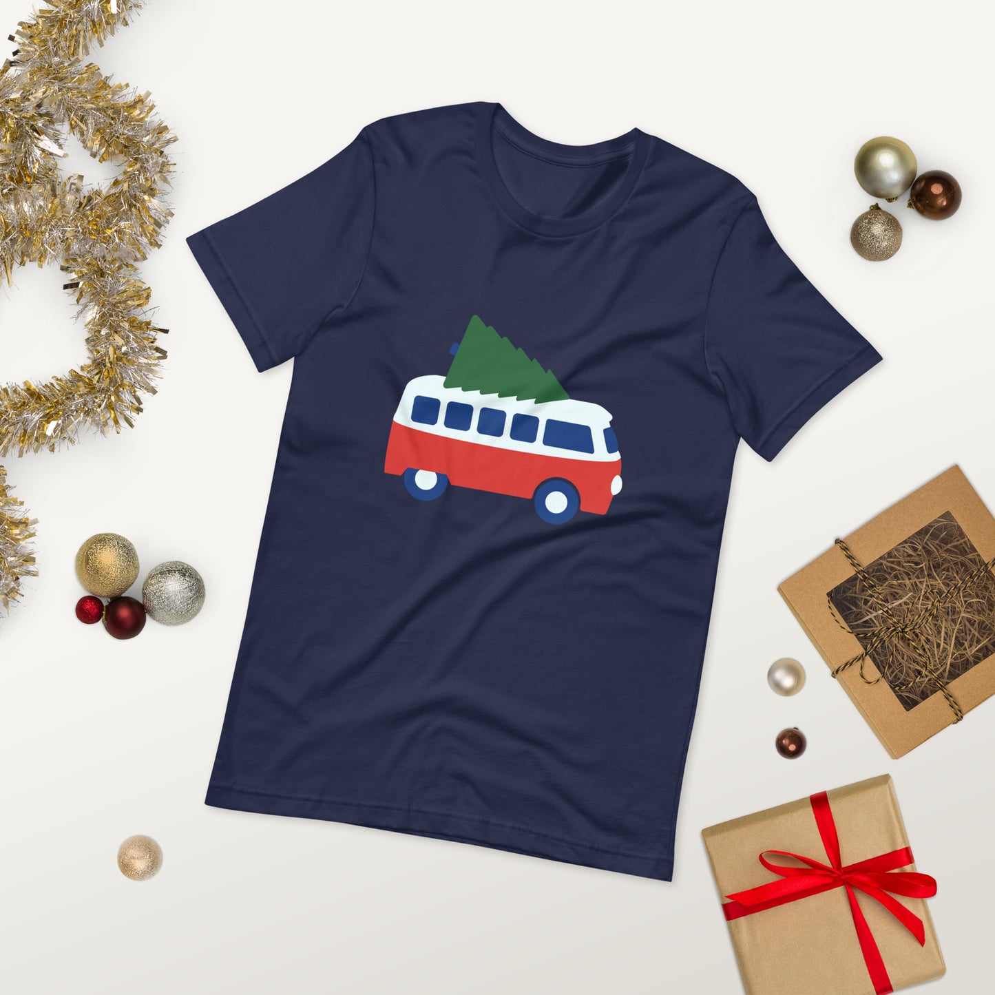 Camper Van and Christmas Tree Unisex t-shirt