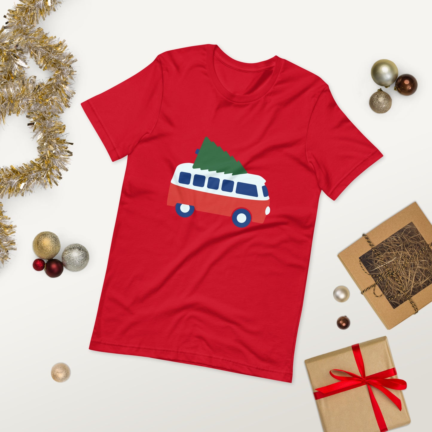 Camper Van and Christmas Tree Unisex t-shirt