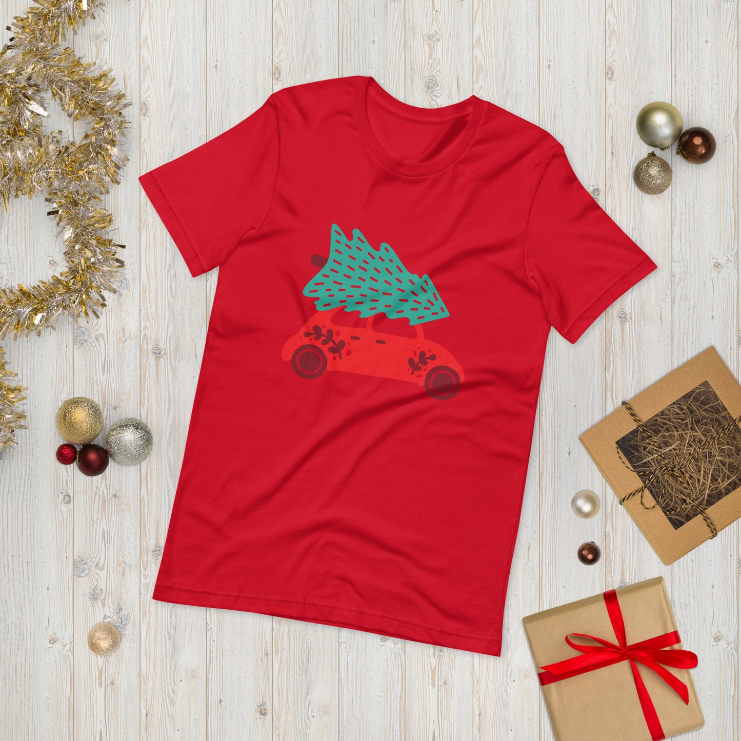 Car With A Christmas Tree Unisex t-shirt