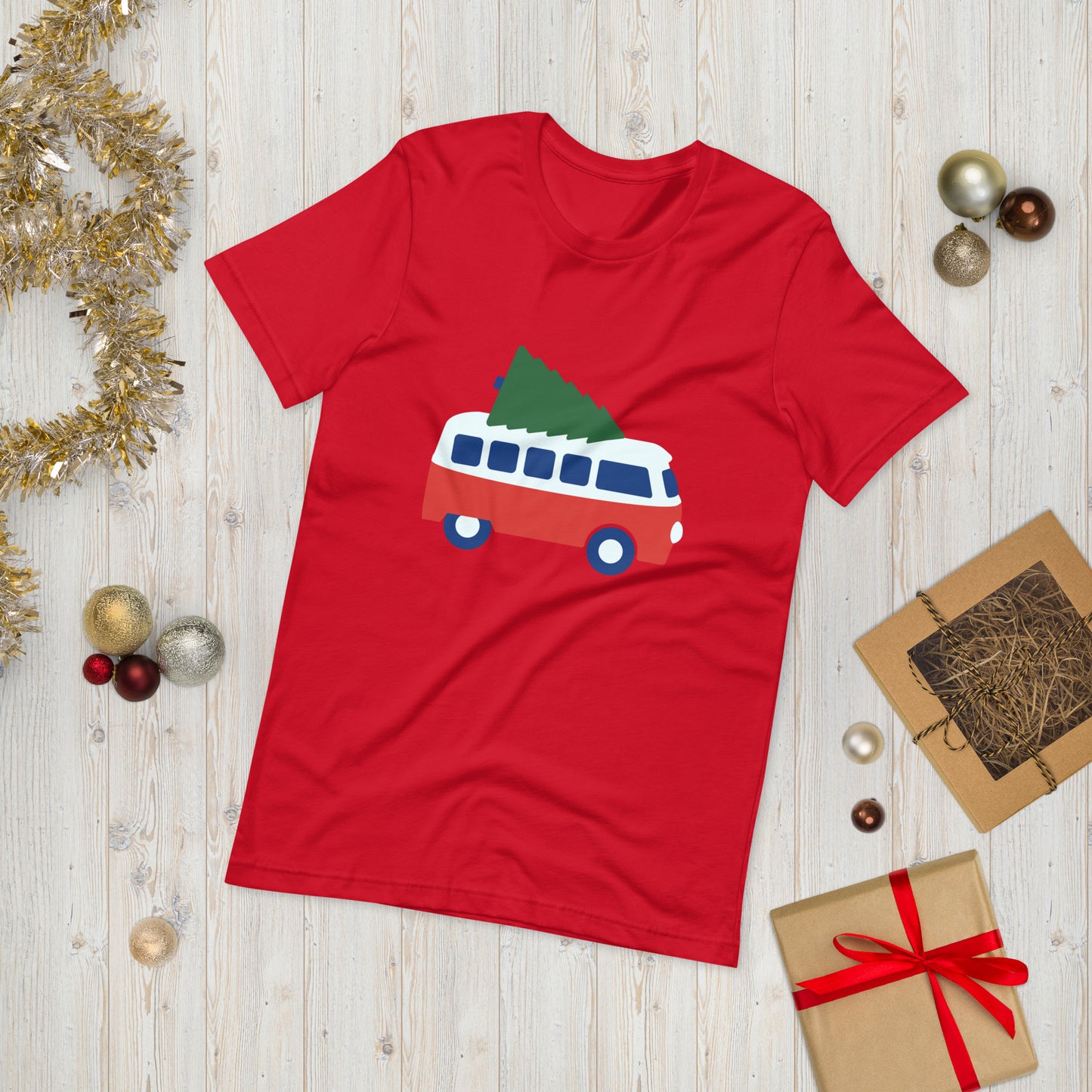 Camper Van and Christmas Tree Unisex t-shirt