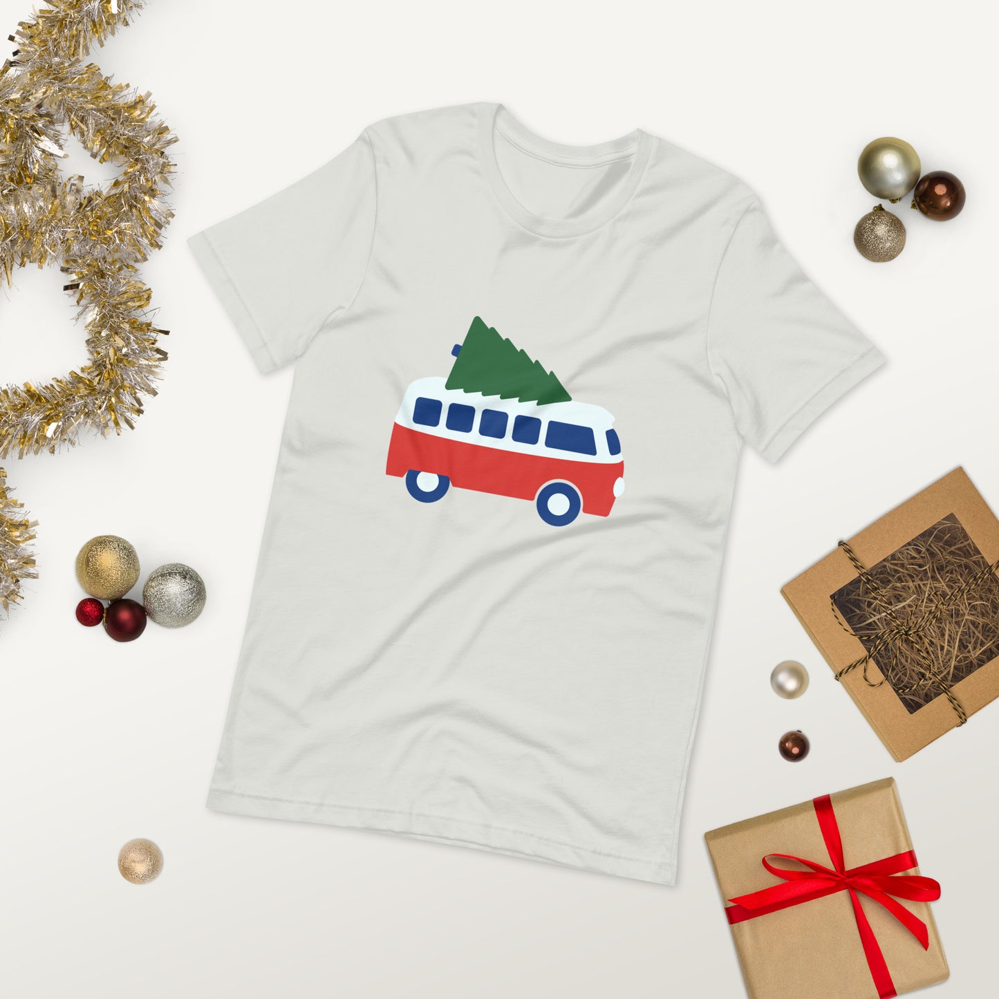 Camper Van and Christmas Tree Unisex t-shirt