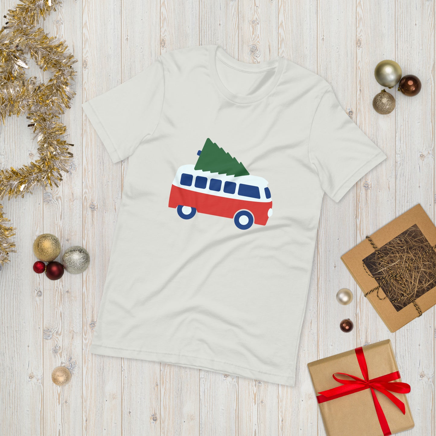 Camper Van and Christmas Tree Unisex t-shirt