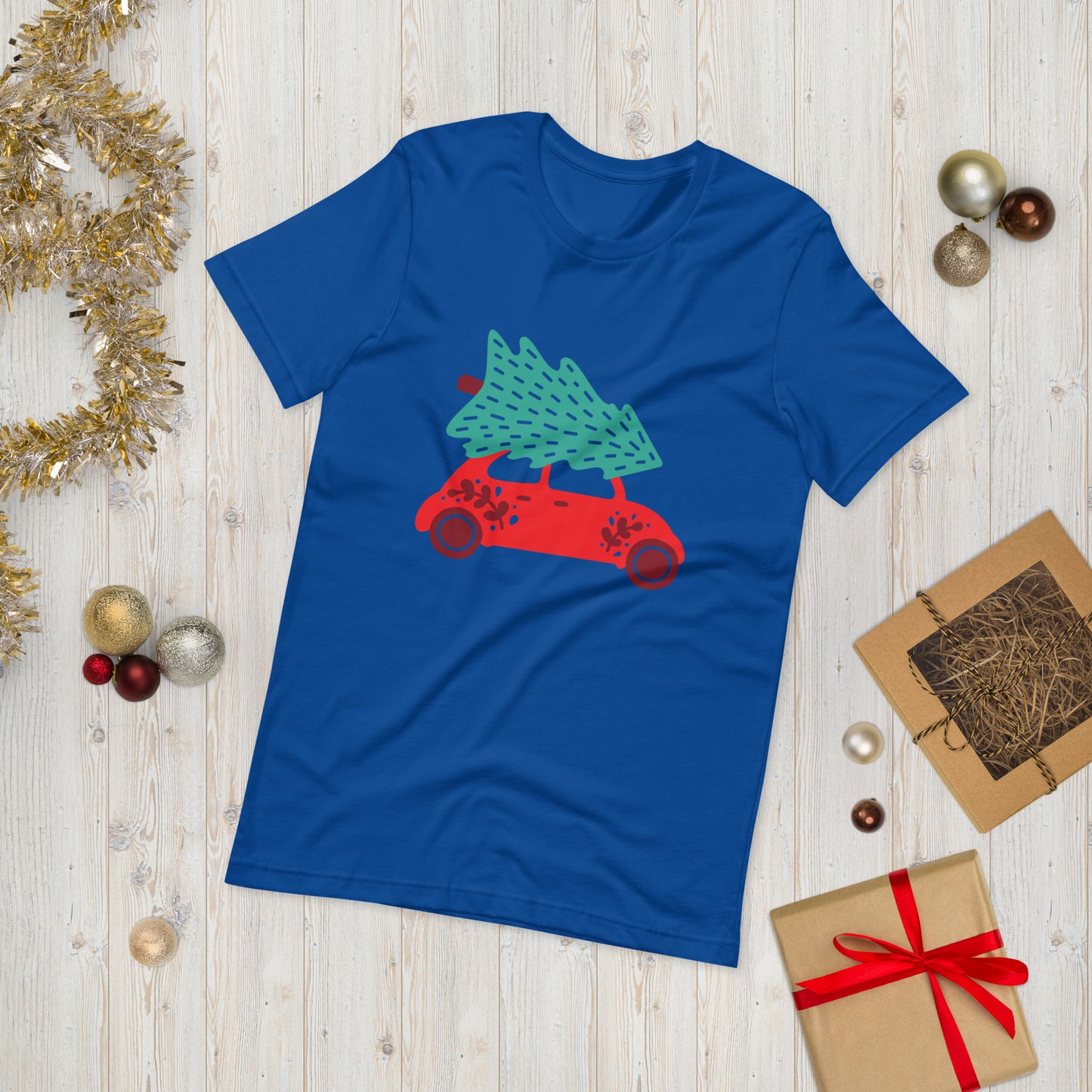 Car With A Christmas Tree Unisex t-shirt