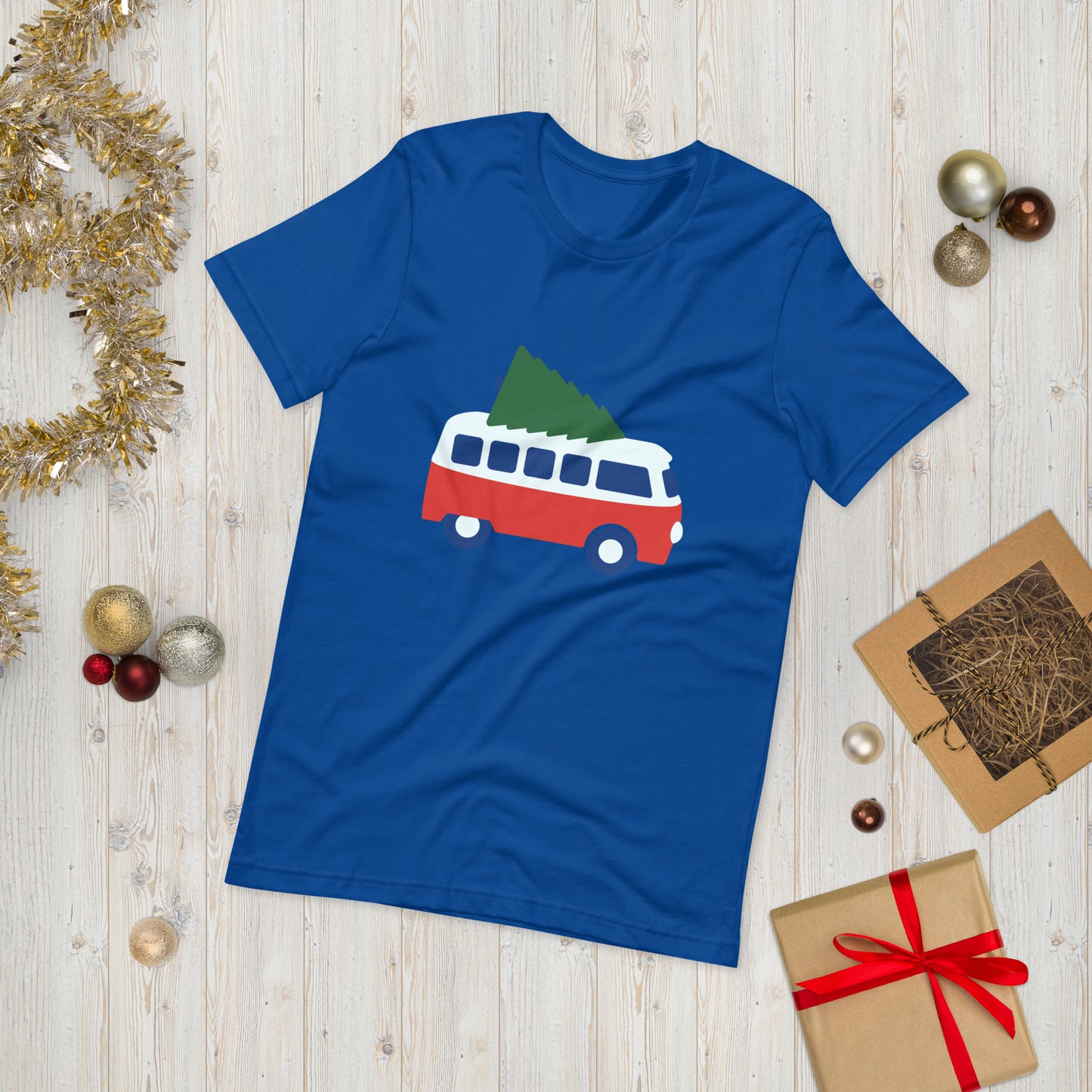 Camper Van and Christmas Tree Unisex t-shirt