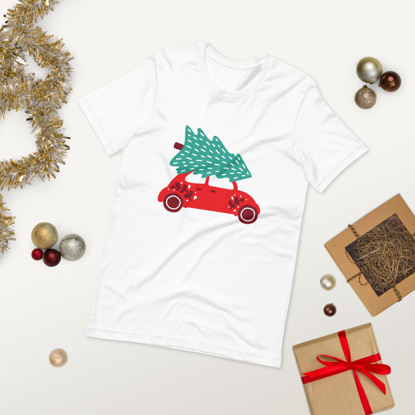 Car With A Christmas Tree Unisex t-shirt