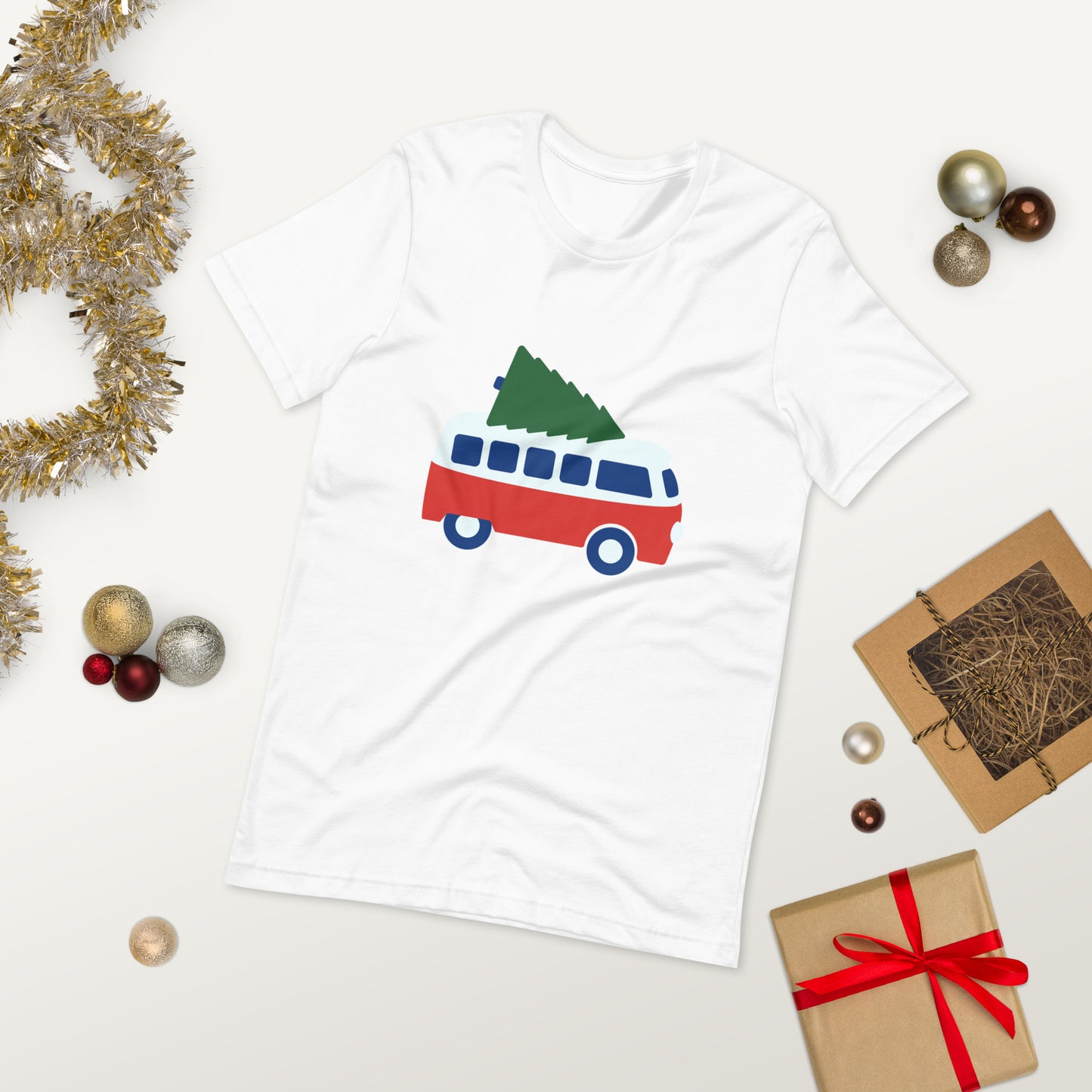 Camper Van and Christmas Tree Unisex t-shirt