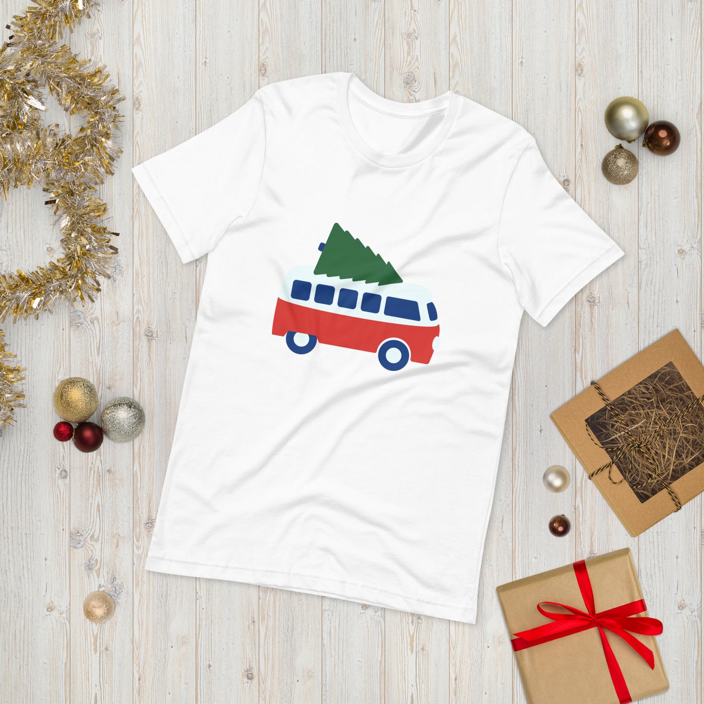 Camper Van and Christmas Tree Unisex t-shirt