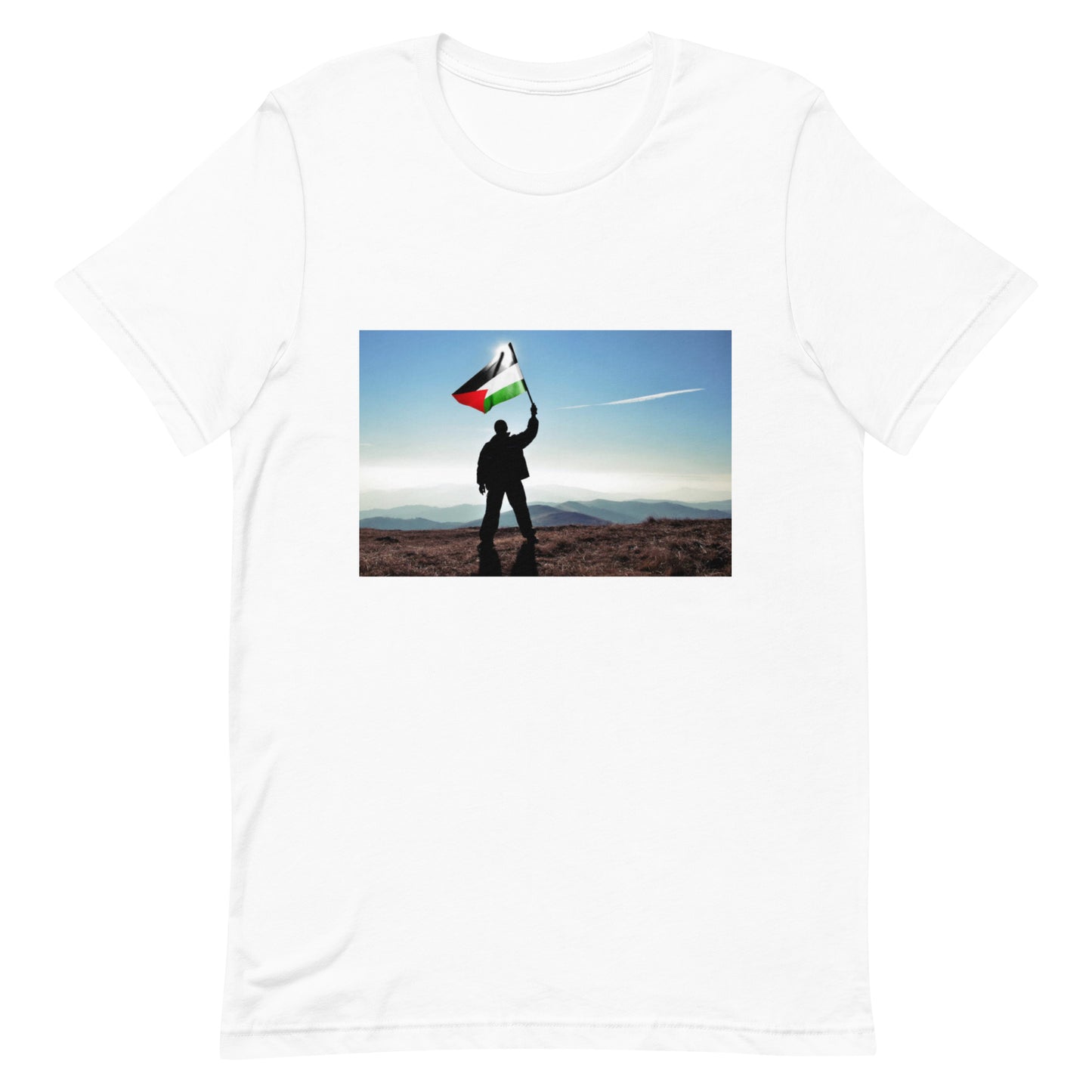 PALESTINE MOUNTAIN  AND FLAG Unisex t-shirt