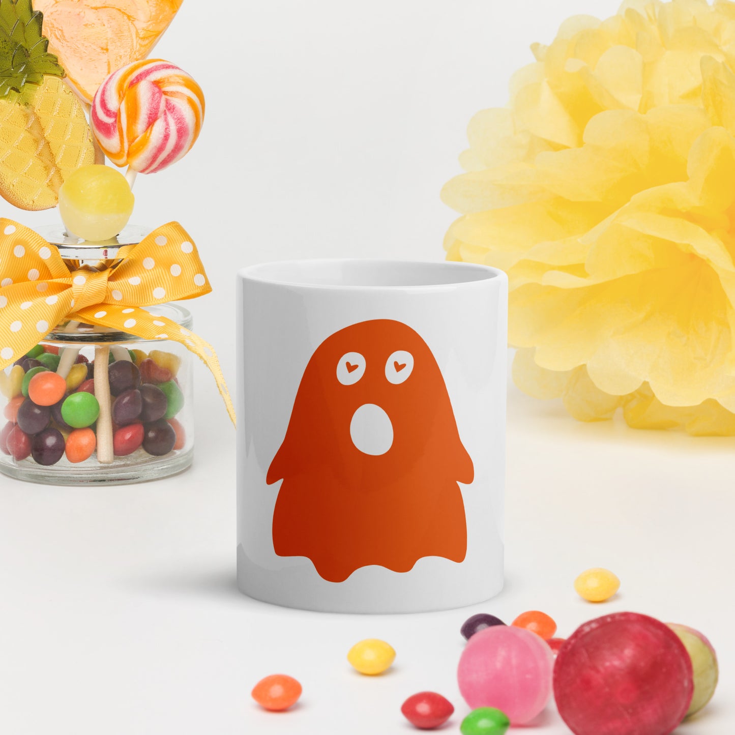 Halloween Screaming Ghost White glossy mug