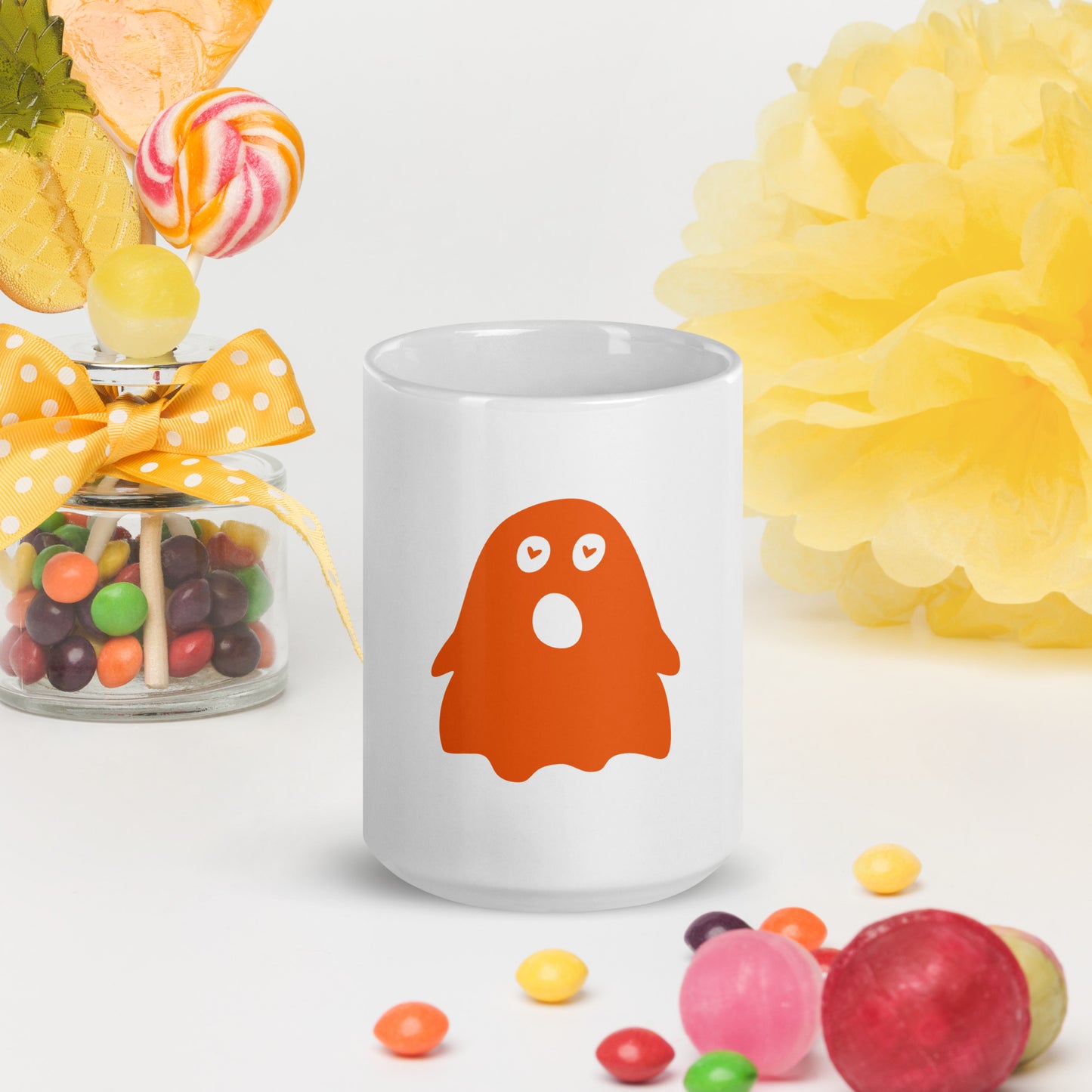 Halloween Screaming Ghost White glossy mug