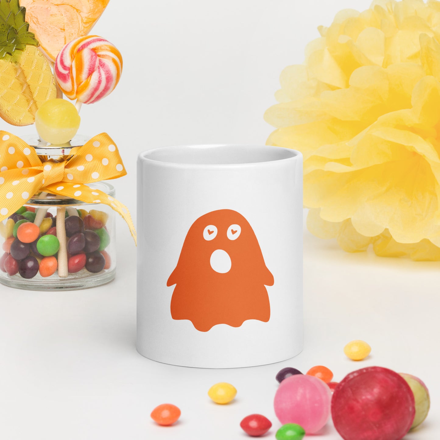 Halloween Screaming Ghost White glossy mug