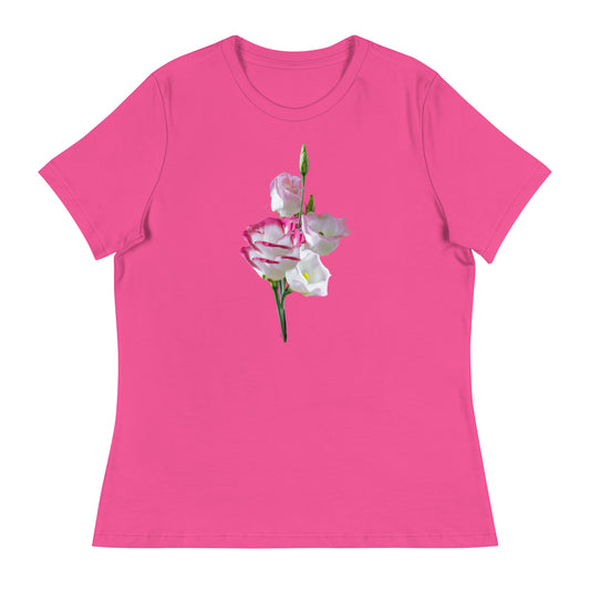 Pink & White Lisianthus Women's Relaxed T-Shirt