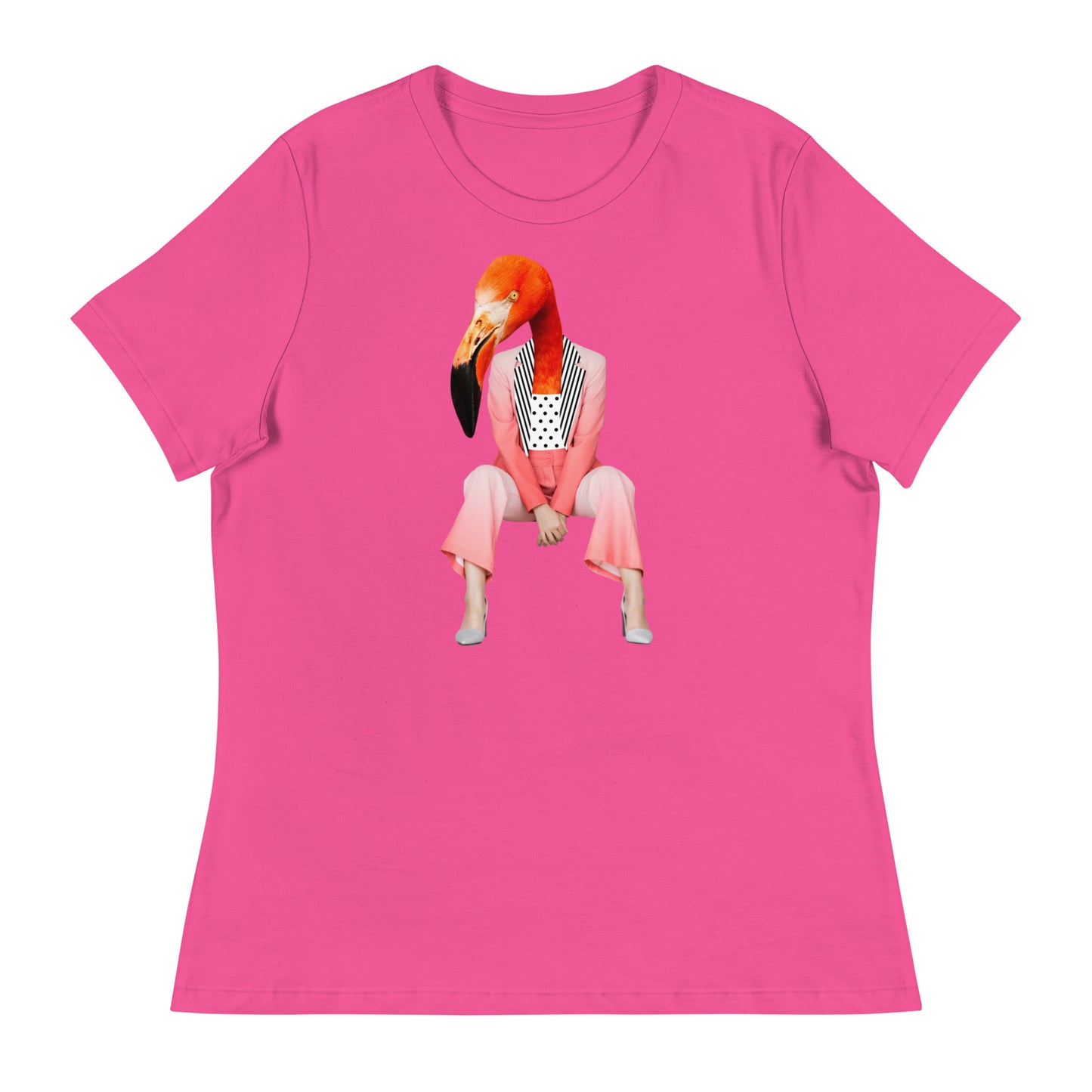 Flamingo Sitting In A Pink Suit Women's Relaxed T-Shirt