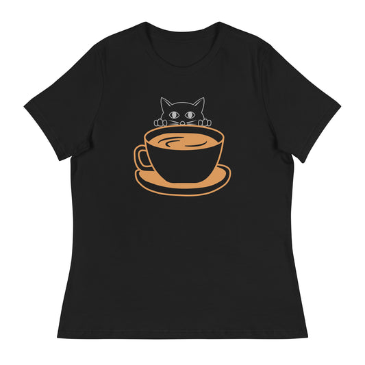 Cat & Coffee Women's Relaxed T-Shirt