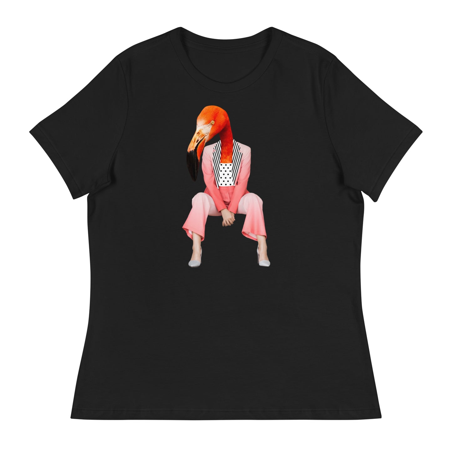 Flamingo Sitting In A Pink Suit Women's Relaxed T-Shirt