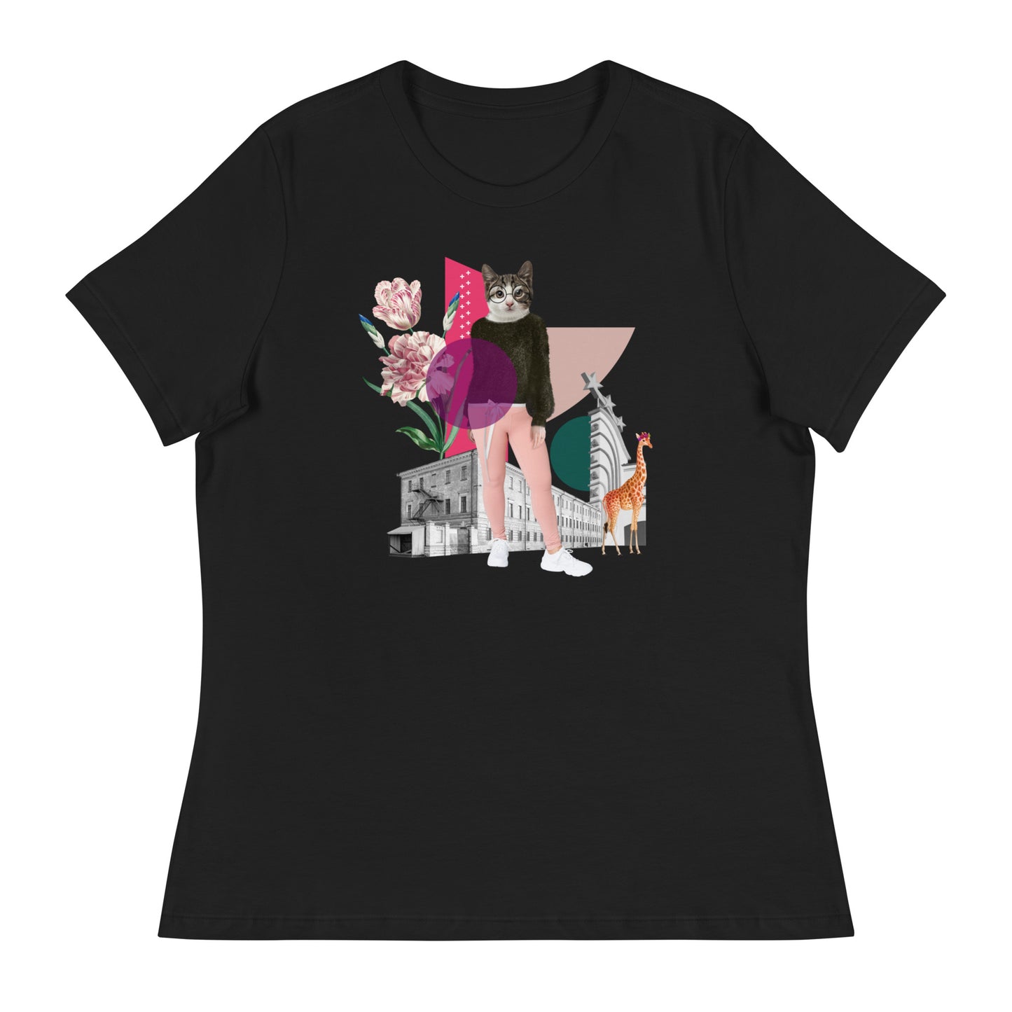 Cat & Giraffe Collage Women's Relaxed T-Shirt