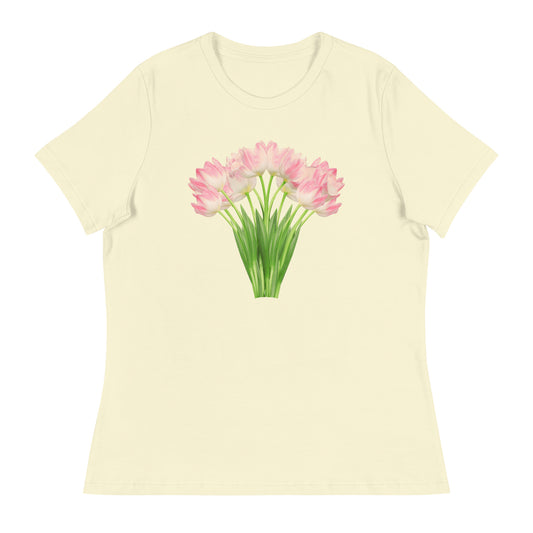 Pink & White Tulips Women's Relaxed T-Shirt