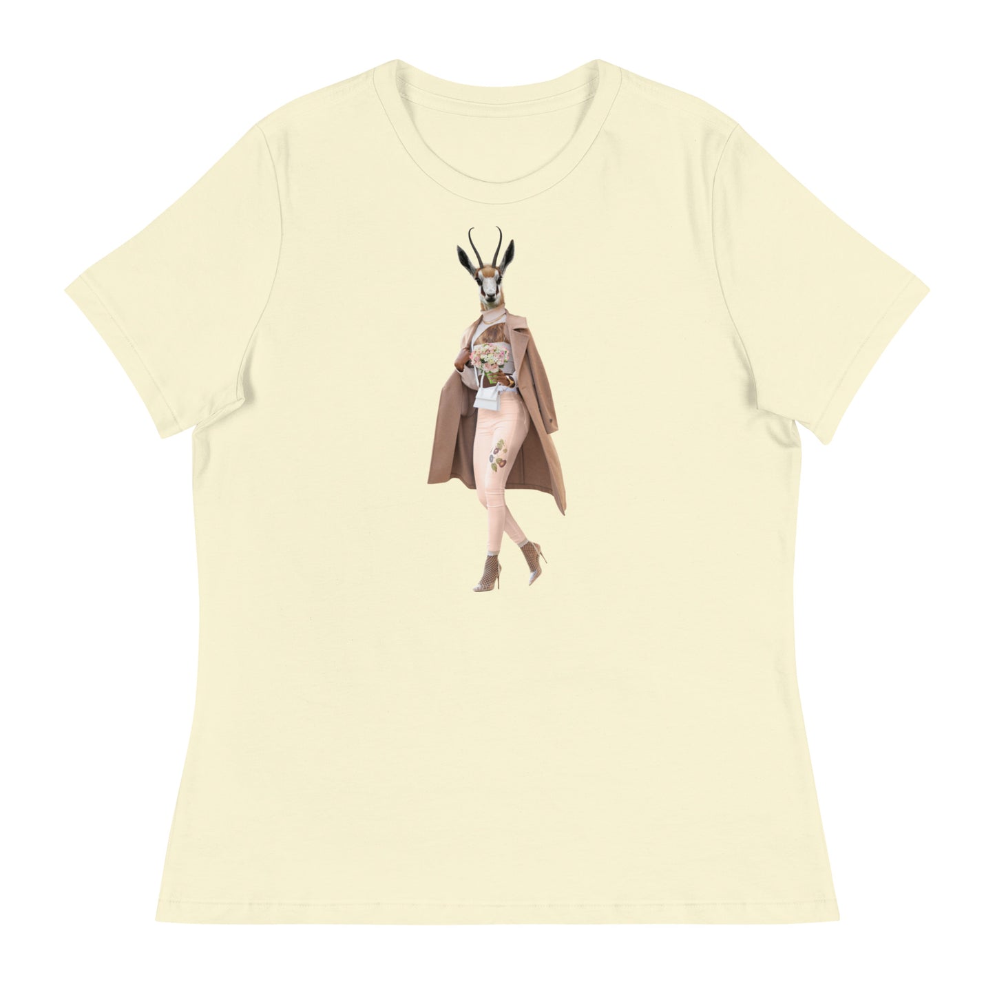 Gazelle In A Trench Coat Collage Women's Relaxed T-Shirt