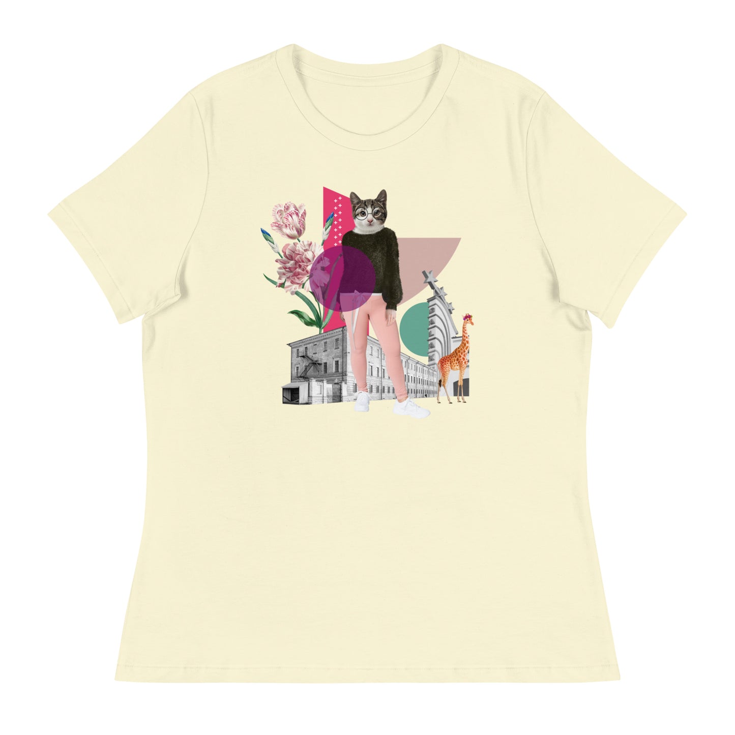 Cat & Giraffe Collage Women's Relaxed T-Shirt