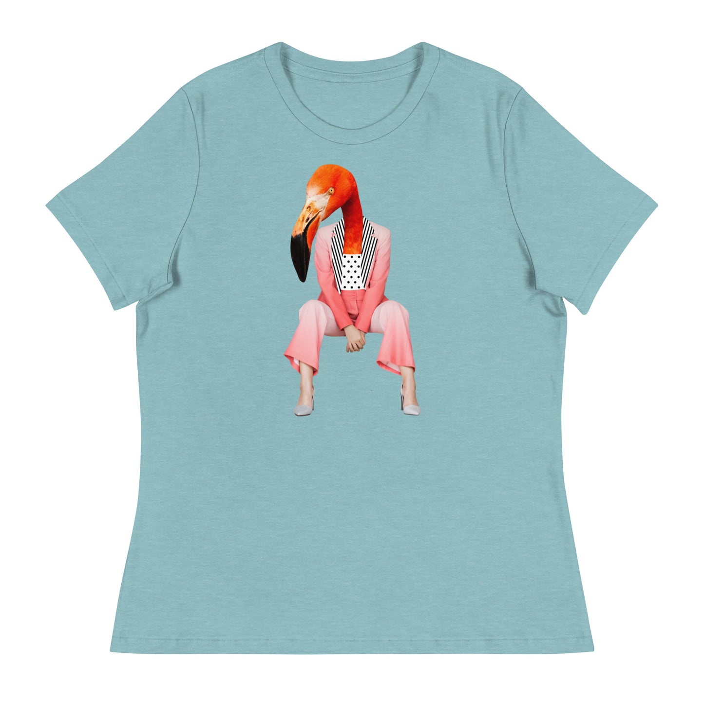 Flamingo Sitting In A Pink Suit Women's Relaxed T-Shirt