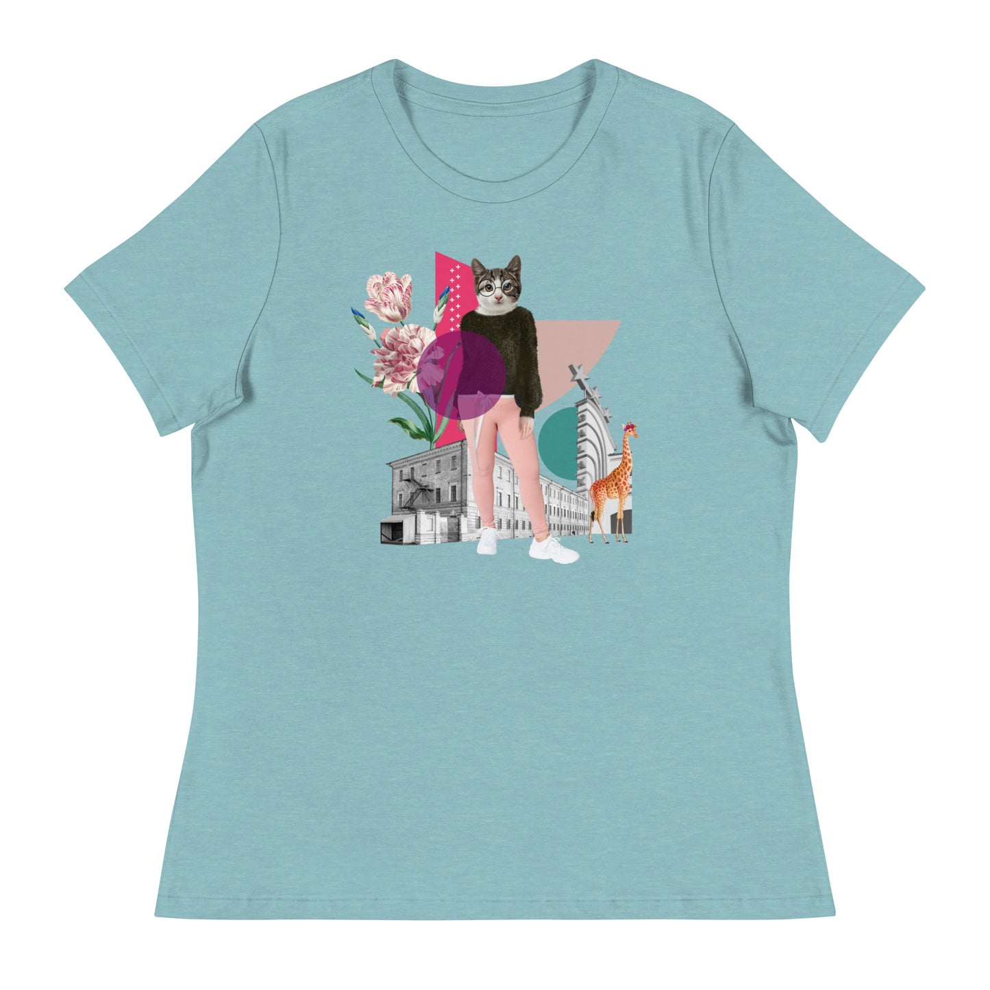 Cat & Giraffe Collage Women's Relaxed T-Shirt