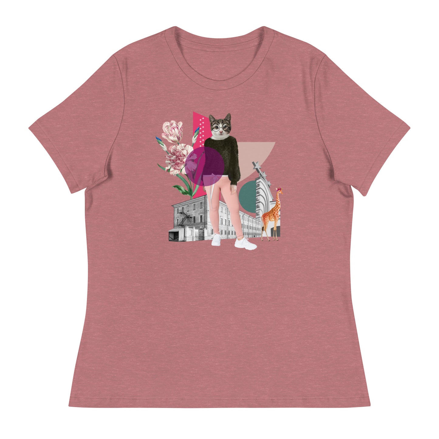 Cat & Giraffe Collage Women's Relaxed T-Shirt