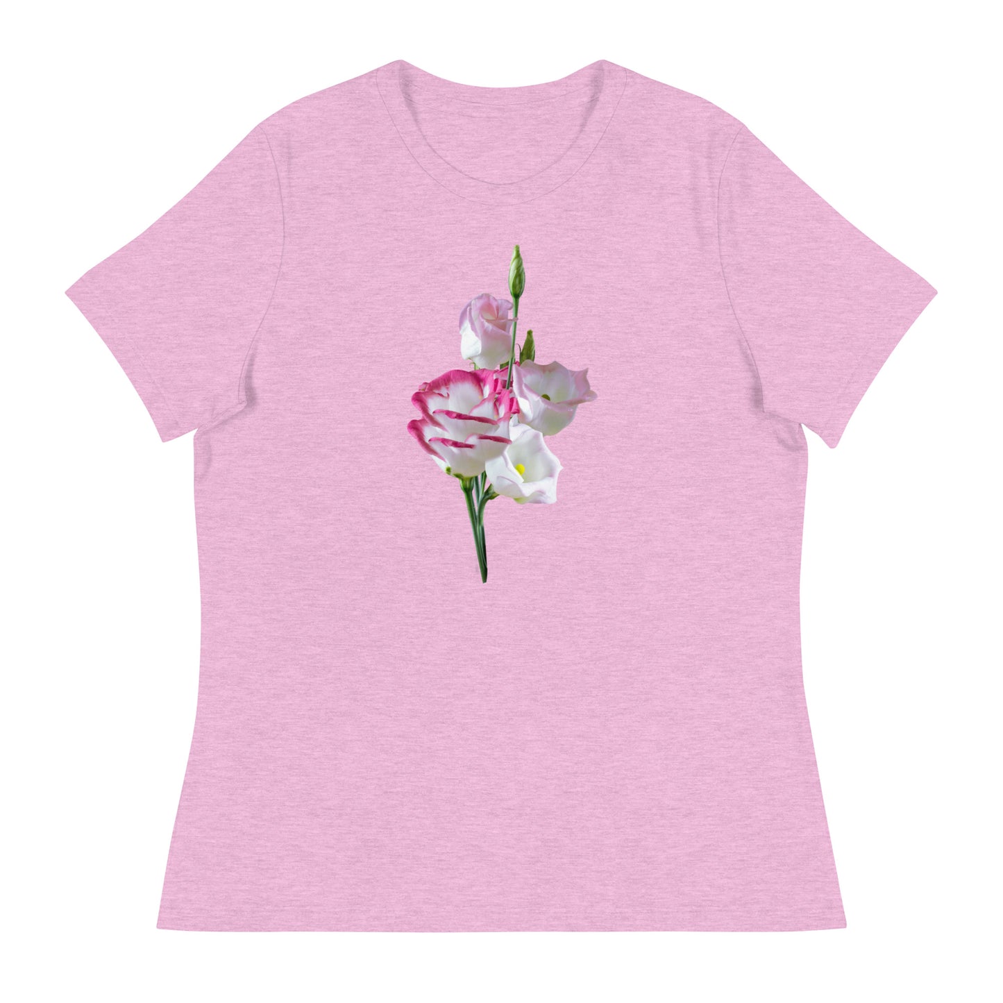 Pink & White Lisianthus Women's Relaxed T-Shirt