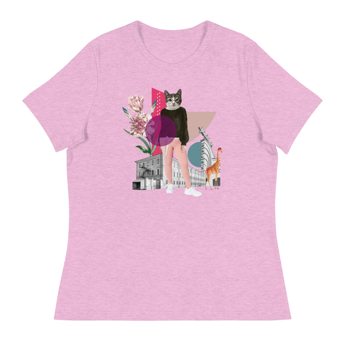 Cat & Giraffe Collage Women's Relaxed T-Shirt