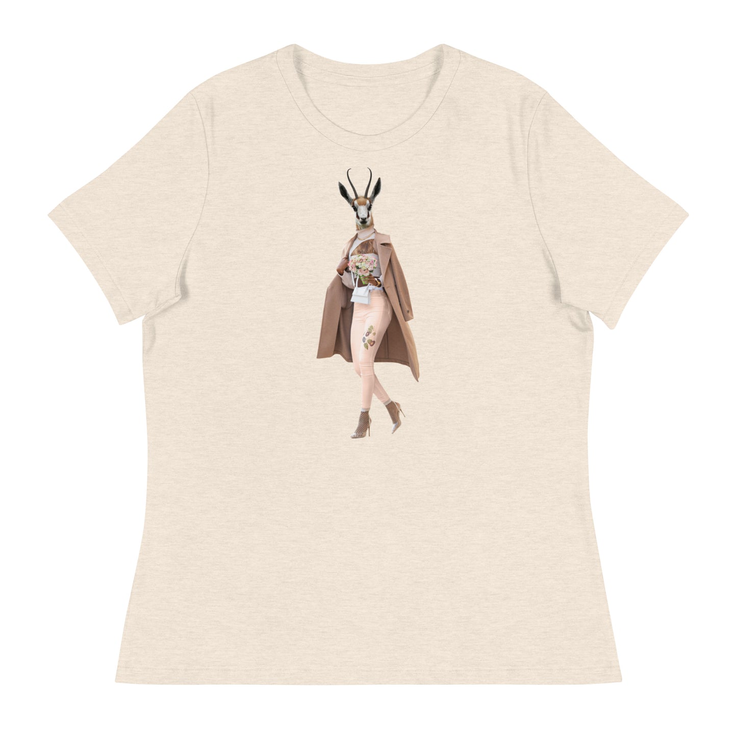 Gazelle In A Trench Coat Collage Women's Relaxed T-Shirt