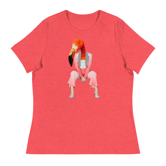 Flamingo Sitting In A Pink Suit Women's Relaxed T-Shirt