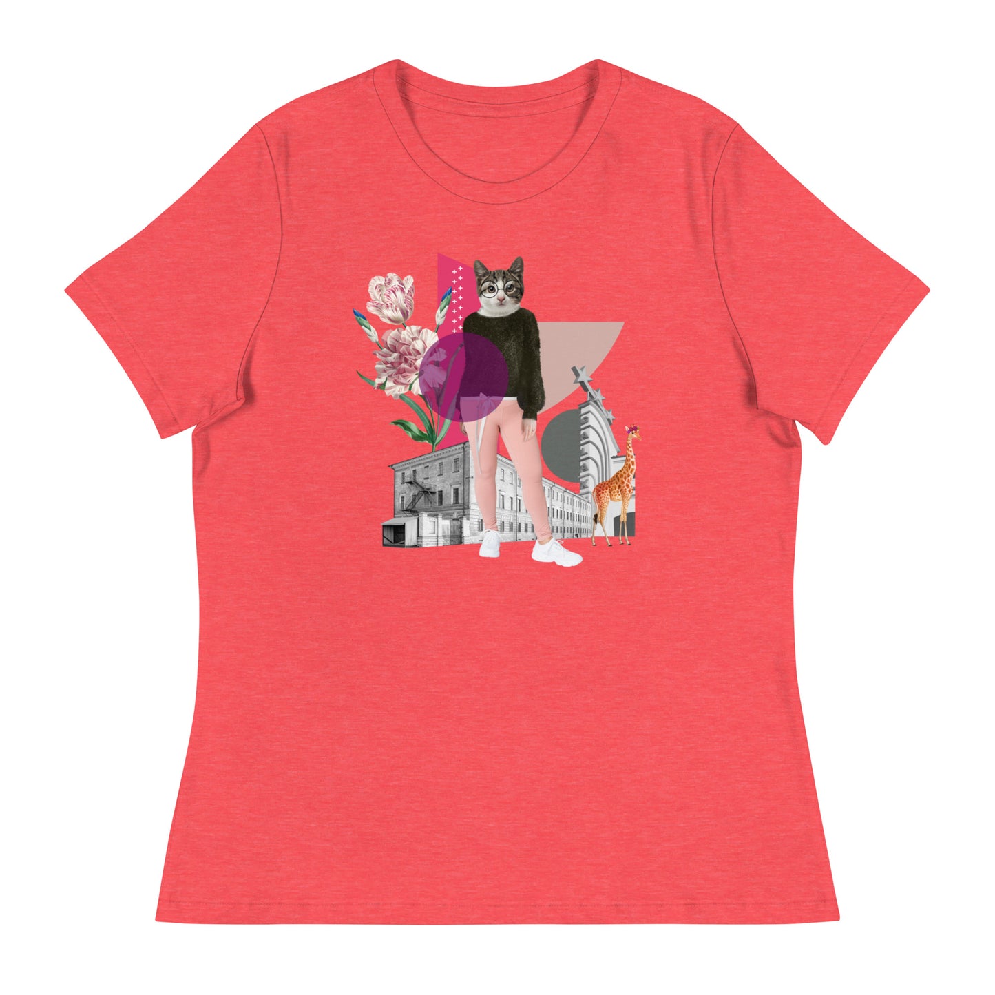 Cat & Giraffe Collage Women's Relaxed T-Shirt