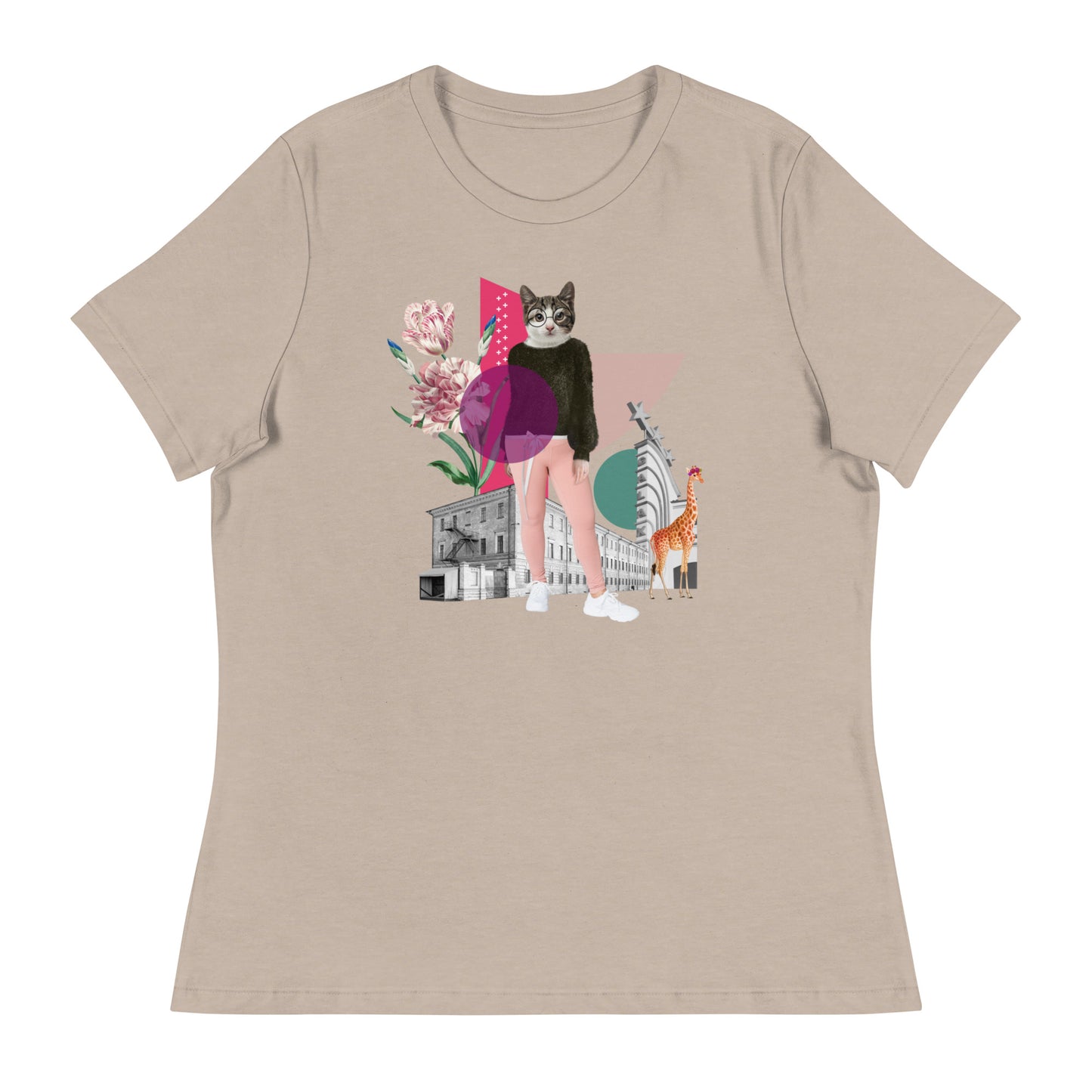 Cat & Giraffe Collage Women's Relaxed T-Shirt