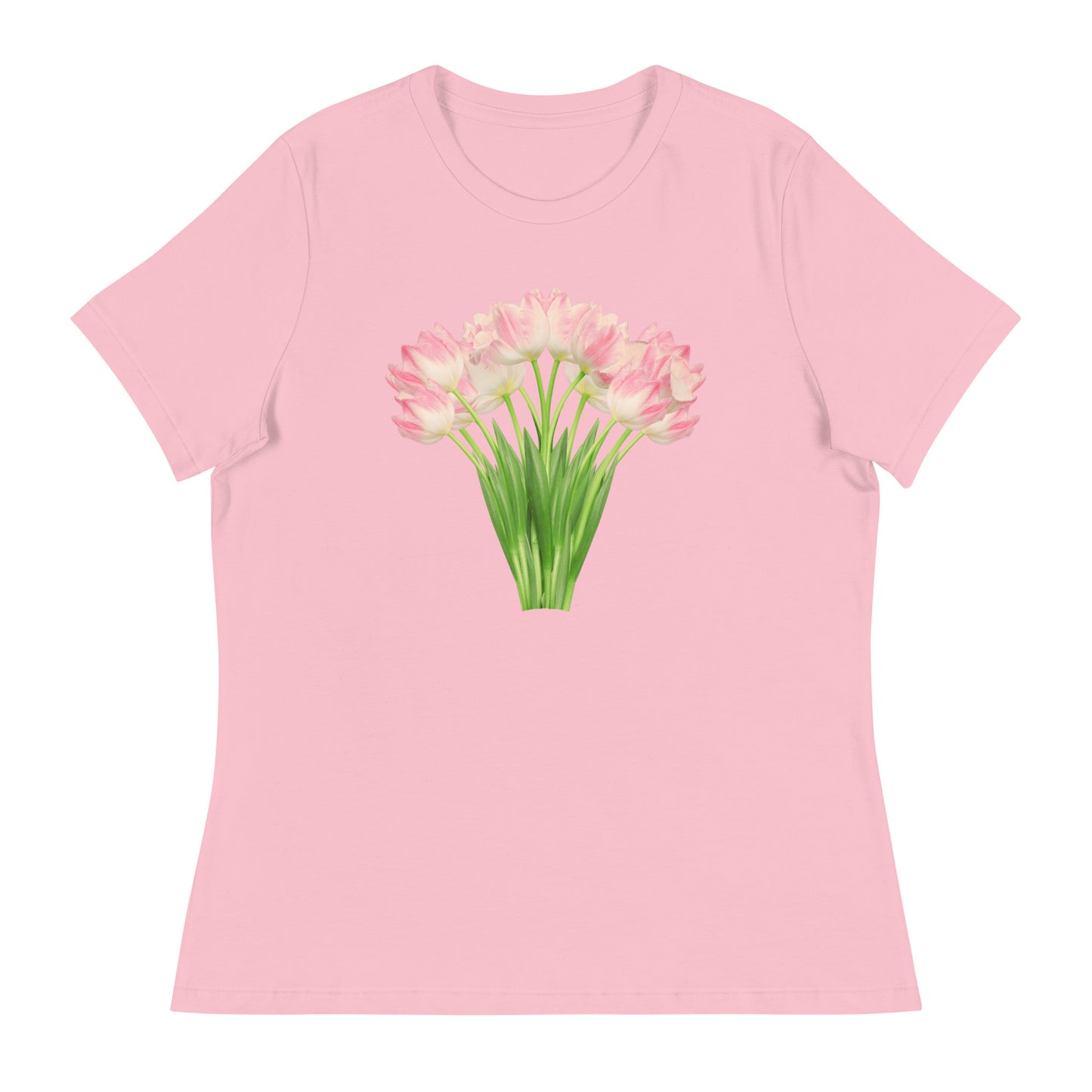 Pink & White Tulips Women's Relaxed T-Shirt