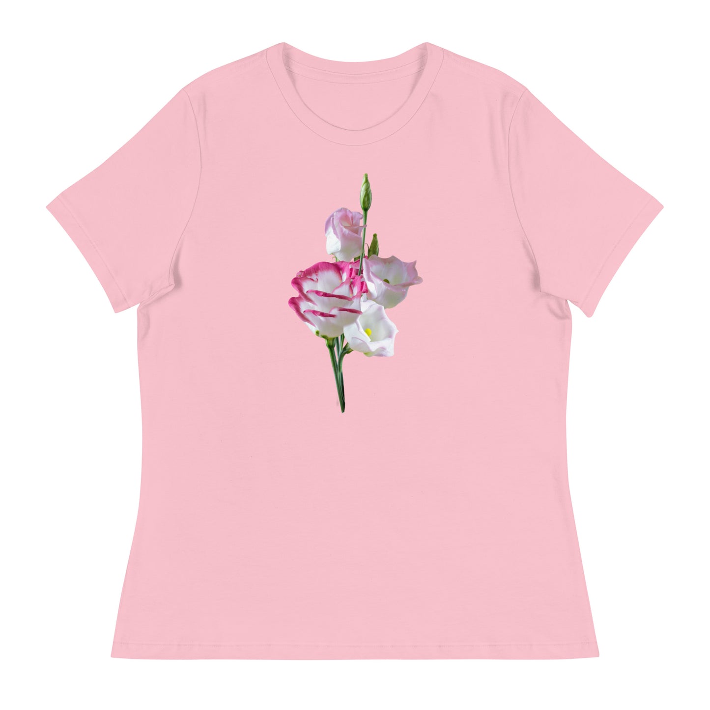 Pink & White Lisianthus Women's Relaxed T-Shirt