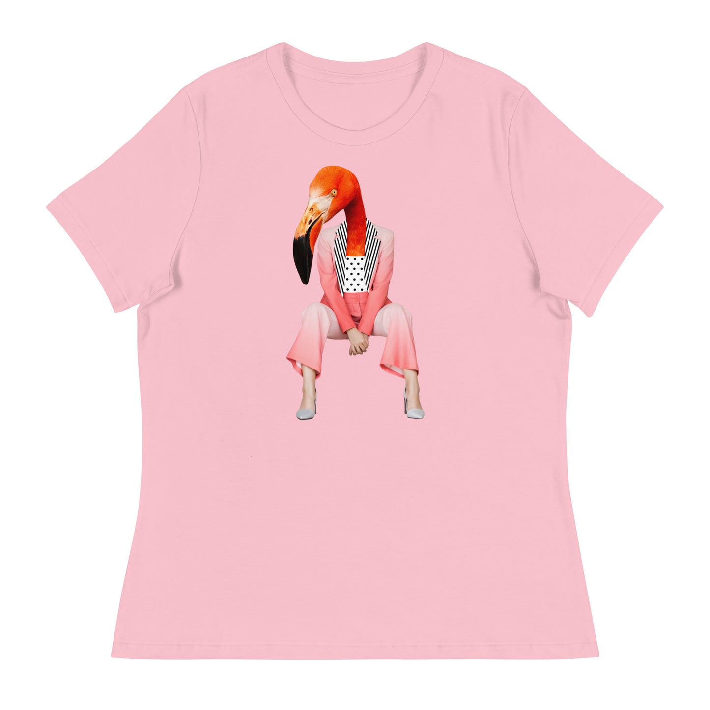 Flamingo Sitting In A Pink Suit Women's Relaxed T-Shirt