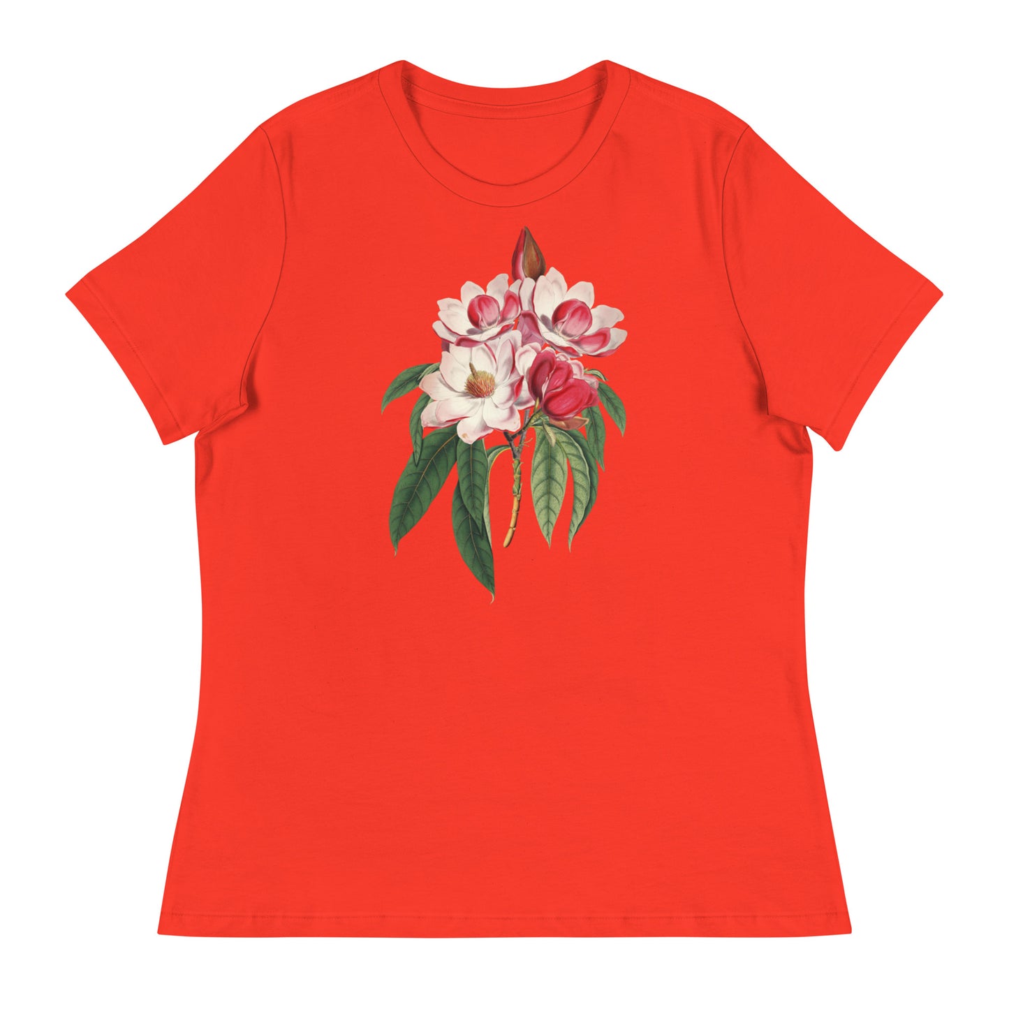 White & Red Blossoms Women's Relaxed T-Shirt