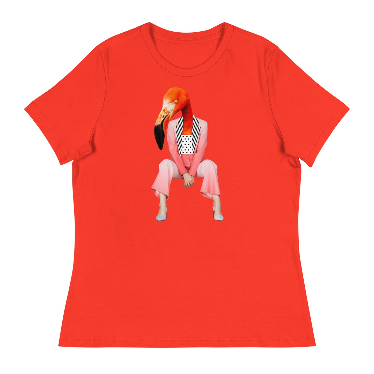 Flamingo Sitting In A Pink Suit Women's Relaxed T-Shirt