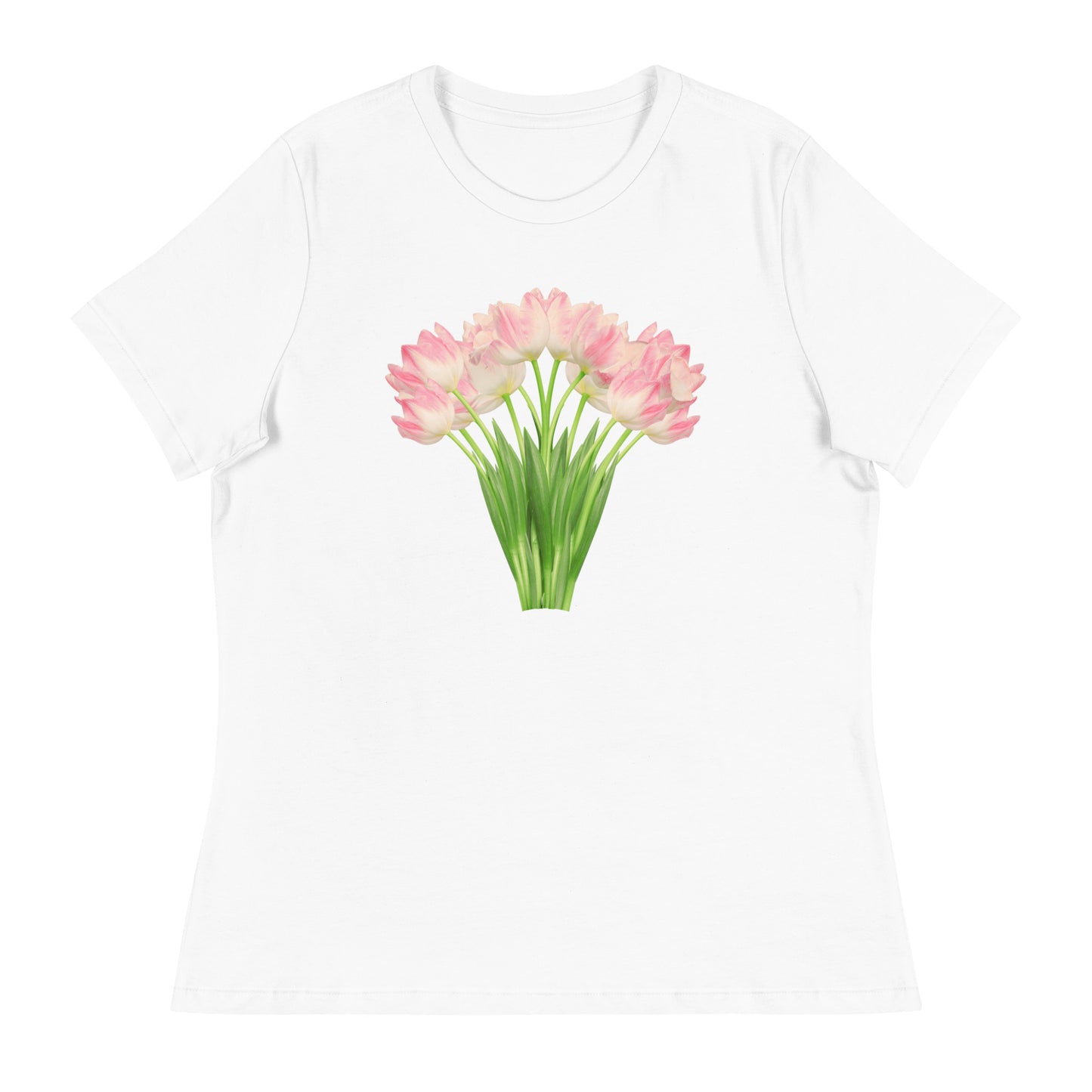 Pink & White Tulips Women's Relaxed T-Shirt