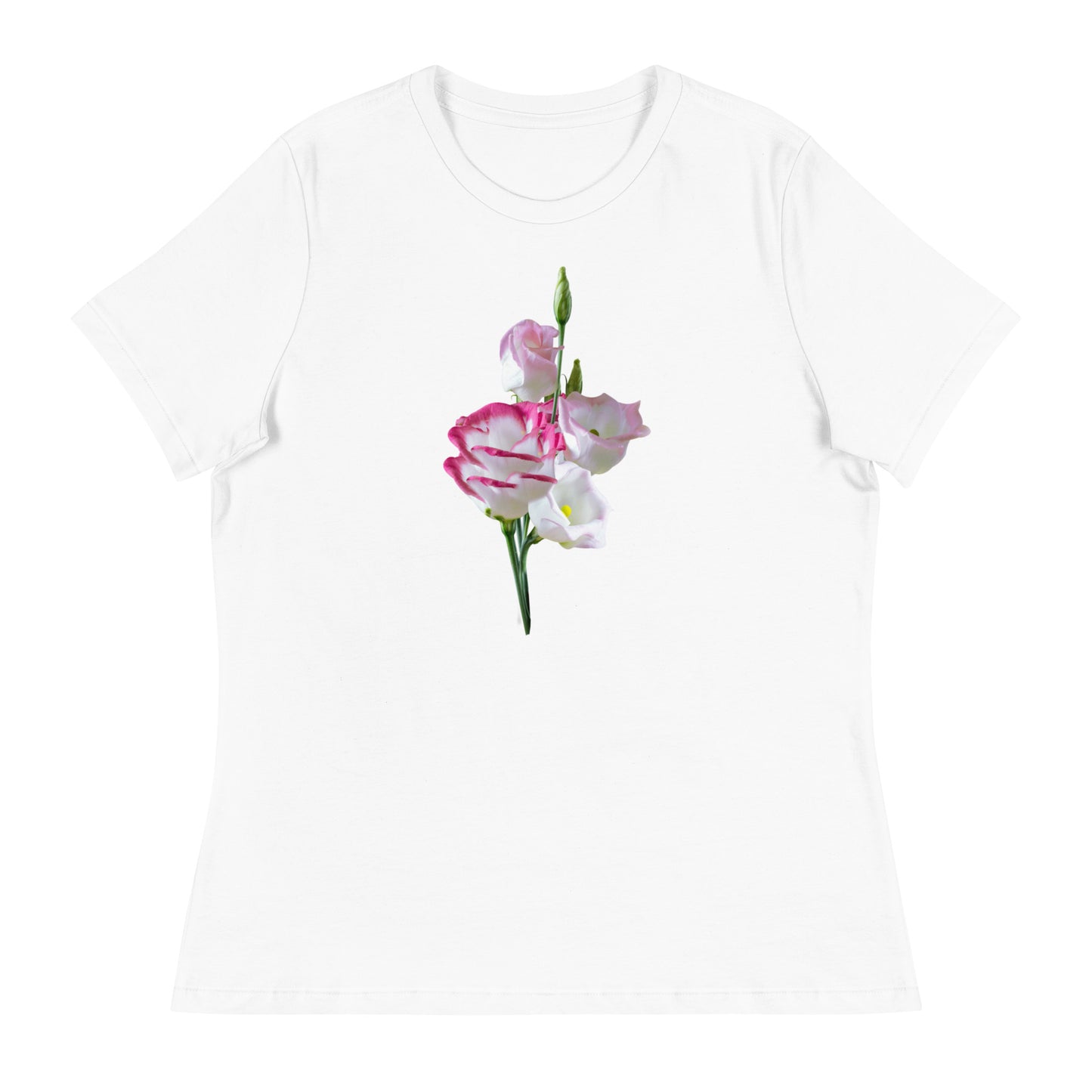 Pink & White Lisianthus Women's Relaxed T-Shirt