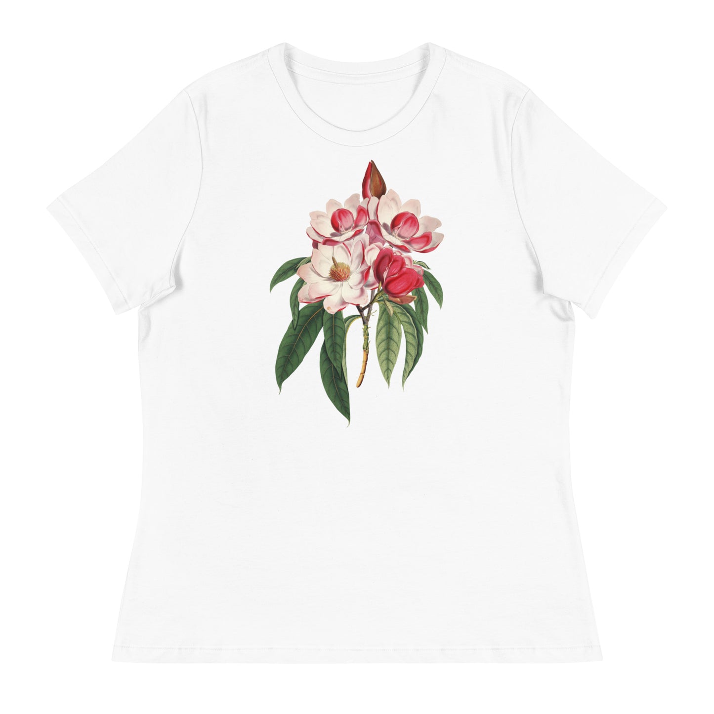 White & Red Blossoms Women's Relaxed T-Shirt